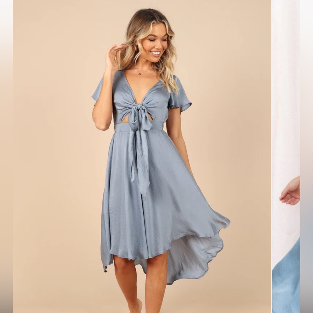 Amanda hi lo tie front dress
